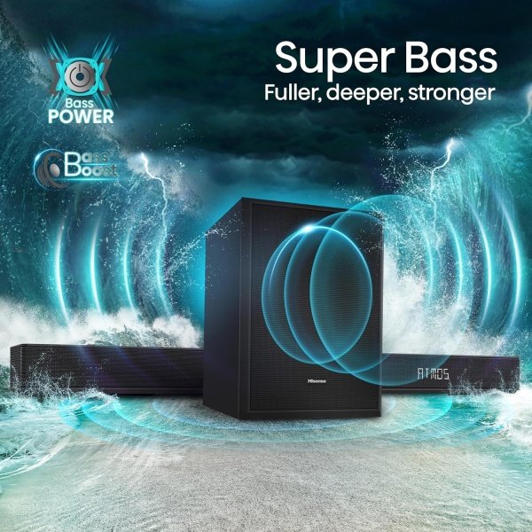 Hisense Barra de sonido AX5125H 5.1.2Ch con subwoofer inalámbrico, 500W, Dolby Atmos, Bluetooth 5.3, EzPlay, paso HDMI 4K a través de, listo para TV Roku, DTS:X, HDMI/AUX/ARC/óptico/USB, 7 modos de - Imagen 5