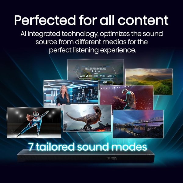 Hisense Barra de sonido AX5125H 5.1.2Ch con subwoofer inalámbrico, 500W, Dolby Atmos, Bluetooth 5.3, EzPlay, paso HDMI 4K a través de, listo para TV Roku, DTS:X, HDMI/AUX/ARC/óptico/USB, 7 modos de - Imagen 9