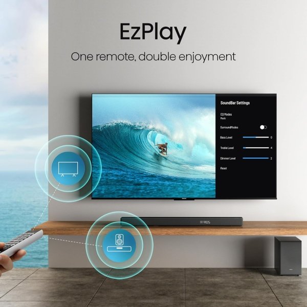 Hisense Barra de sonido AX5125H 5.1.2Ch con subwoofer inalámbrico, 500W, Dolby Atmos, Bluetooth 5.3, EzPlay, paso HDMI 4K a través de, listo para TV Roku, DTS:X, HDMI/AUX/ARC/óptico/USB, 7 modos de - Imagen 10