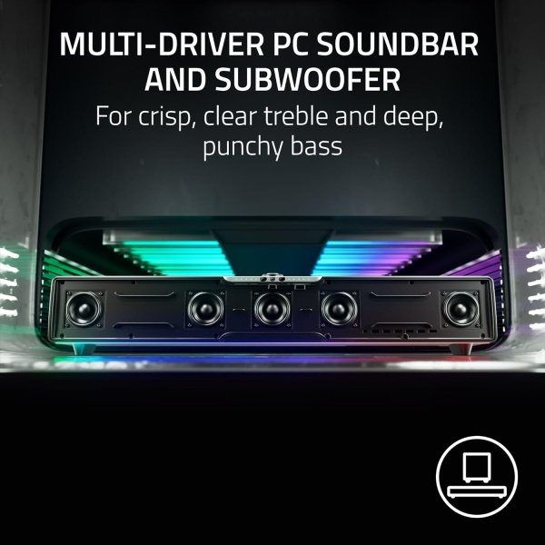 Razer Leviathan V2 X Altavoz de barra de sonido - Bluetooth, USB-C, Chroma RGB - Negro - Imagen 4