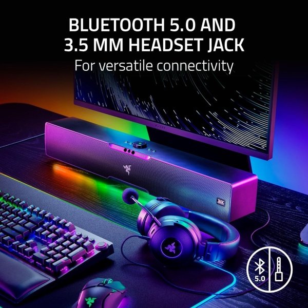 Razer Leviathan V2 X Altavoz de barra de sonido - Bluetooth, USB-C, Chroma RGB - Negro - Imagen 6