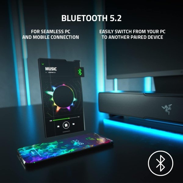 Razer Leviathan V2 X Altavoz de barra de sonido - Bluetooth, USB-C, Chroma RGB - Negro - Imagen 15