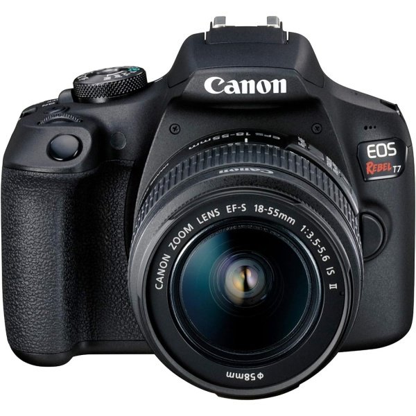 Canon EOS Rebel T7 Cámara DSLR con lente de 18-55mm | Wi-Fi integrado | Sensor CMOS de 24.1 MP | Procesador de imagen DIGIC 4+ y videos Full HD