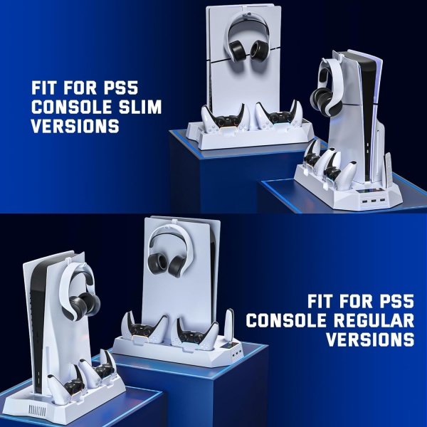 Estación de enfriamiento delgada PS5 con estación de carga para consola Playstation 5 Slim & Standard Disc/Digital, PS5 - Imagen 9