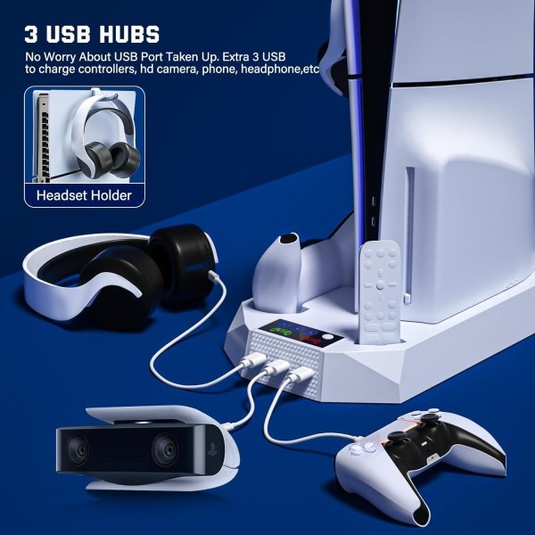 Estación de enfriamiento delgada PS5 con estación de carga para consola Playstation 5 Slim & Standard Disc/Digital, PS5 - Imagen 12