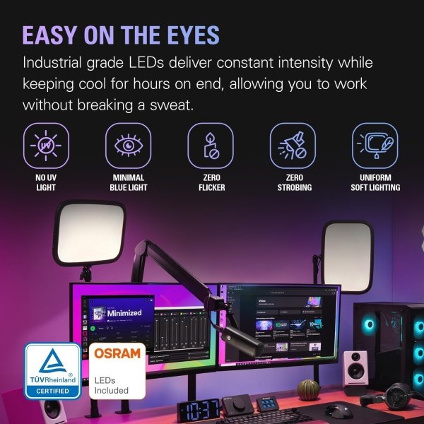 Elgato Luz de tecla - Luz de estudio profesional de 2800 lúmenes • con abrazadera de escritorio • para transmisión, - Imagen 2