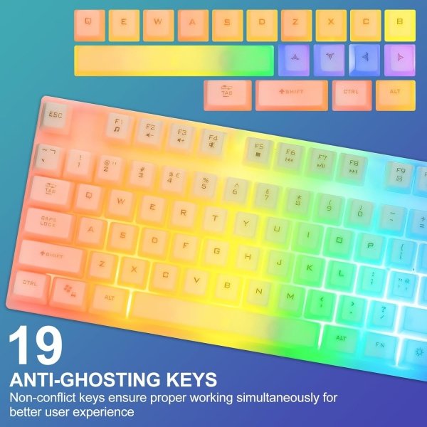CHONCHOW Teclado y mouse LED, teclado retroiluminado arcoíris de 104 teclas y mouse RGB de 7 colores, combo de teclado y mouse - Image 5