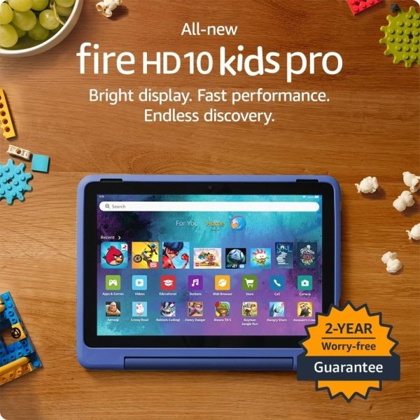 Tablet Amazon Fire HD 10 Kids Pro para niños de 6 a 12 años | Pantalla brillante de 10.1 pulgadas, controles parentales, funda