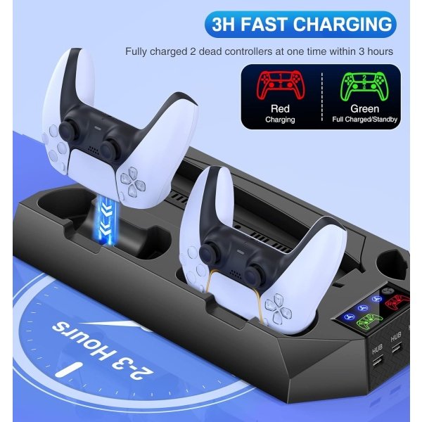 Estación de enfriamiento delgada PS5 con estación de carga para consola Playstation 5 Slim & Standard Disc/Digital, PS5 - Imagen 19