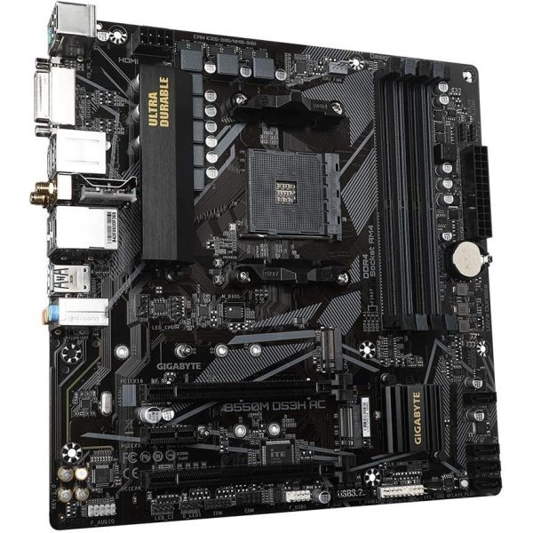 GIGABYTE B550M DS3H AC - Tarjeta madre compatible con AM4 AMD/B550/Micro ATX/Dual M.2/SATA 6Gb/s/USB 3.2 Gen 1/PCIe - Image 3