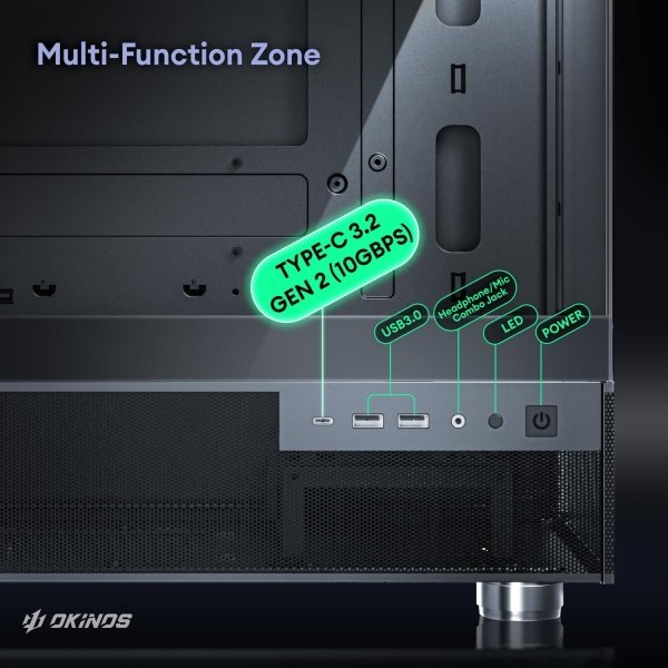 Okinos Aqua 3 - Funda Micro ATX, funda de PC MATX con ventilador ARGB de 0.118 x 4.724 in preinstalado, vista panorámica de - Image 5
