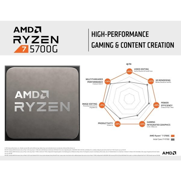 AMD Ryzen 7 5700G Procesador de escritorio desbloqueado de 8 núcleos y 16 hilos con gráficos Radeon - Image 7