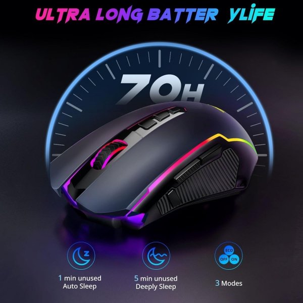 Redragon Mouse para juegos, mouse inalámbrico para juegos con 8000 DPI, ratones para juegos de PC con botón de fuego, mouse - Image 7