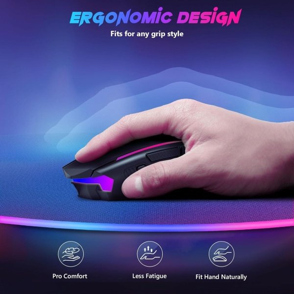 Redragon Mouse para juegos, mouse inalámbrico para juegos con 8000 DPI, ratones para juegos de PC con botón de fuego, mouse - Image 8