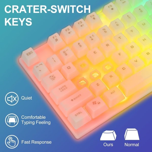 CHONCHOW Teclado y mouse LED, teclado retroiluminado arcoíris de 104 teclas y mouse RGB de 7 colores, combo de teclado y mouse - Image 2