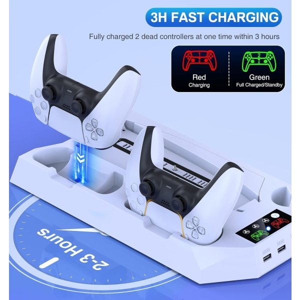 Estación de enfriamiento delgada PS5 con estación de carga para consola Playstation 5 Slim & Standard Disc/Digital, PS5 - Imagen 5