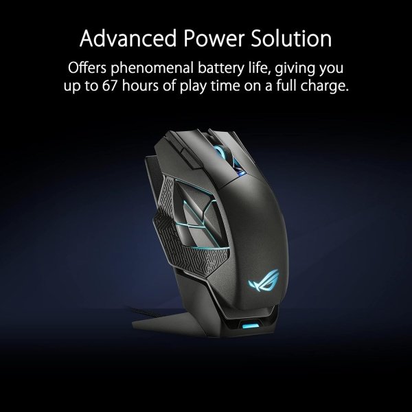 ASUS ROG Spatha X - Mouse inalámbrico para juegos (soporte de carga magnético, 12 botones programables, 19,000 DPI, enchufes - Image 5