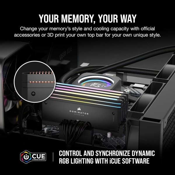 CORSAIR Dominator Titanium RGB DDR5 RAM 64 GB (2 x 32 GB) DDR5 6000 MHz CL30 Intel XMP iCUE Memoria de computadora compatible - - Image 16
