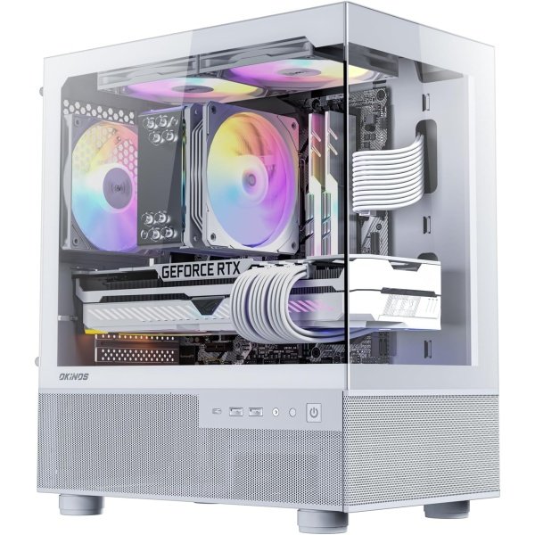 Okinos Aqua 3 - Funda Micro ATX, funda de PC MATX con ventilador ARGB de 0.118 x 4.724 in preinstalado, vista panorámica de - Image 15