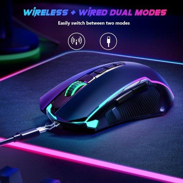 Redragon Mouse para juegos, mouse inalámbrico para juegos con 8000 DPI, ratones para juegos de PC con botón de fuego, mouse - Image 5