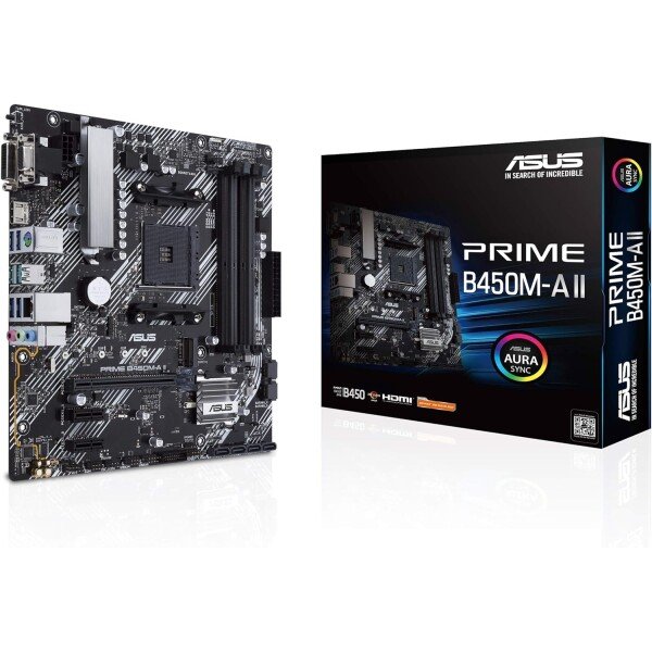 ASUS Prime B450M-A II AMD AM4 (Ryzen 5000, placa base Ryzen Micro ATX de 3ª/2ª/1ª generación (128 GB DDR4, 4400 OC.), NVMe,