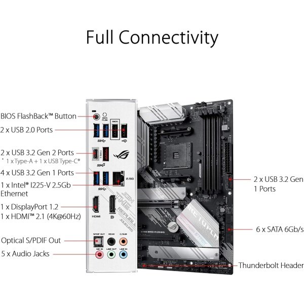 ROG STRIX B550-F GAMING WIFI II - Tarjeta madre para AMD AM4 (3ra Gen Ryzen) y ATX, PCIe 4.0,WiFi 6E, LAN 2.5Gb, BIOS Flashback, - Image 5