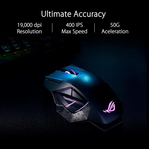 ASUS ROG Spatha X - Mouse inalámbrico para juegos (soporte de carga magnético, 12 botones programables, 19,000 DPI, enchufes - Image 2