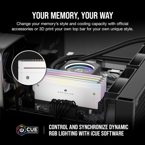CORSAIR Dominator Titanium RGB DDR5 RAM 64 GB (2 x 32 GB) DDR5 6000 MHz CL30 Intel XMP iCUE Memoria de computadora compatible - - Image 10