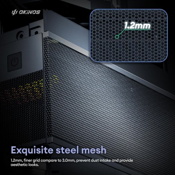 Okinos Aqua 3 - Funda Micro ATX, funda de PC MATX con ventilador ARGB de 0.118 x 4.724 in preinstalado, vista panorámica de - Image 6