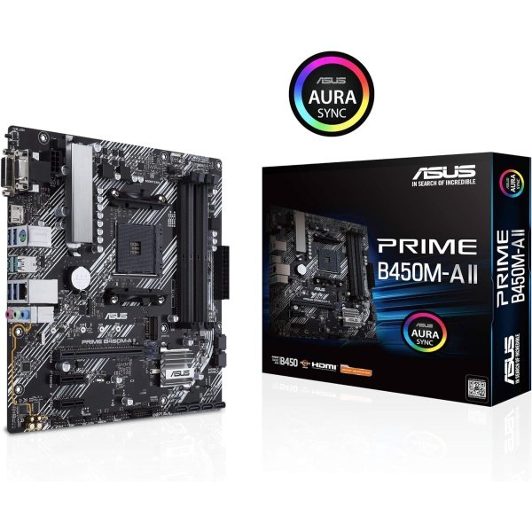 ASUS Prime B450M-A II AMD AM4 (Ryzen 5000, placa base Ryzen Micro ATX de 3ª/2ª/1ª generación (128 GB DDR4, 4400 OC.), NVMe, - Imagen 2