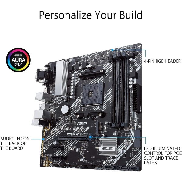 ASUS Prime B450M-A II AMD AM4 (Ryzen 5000, placa base Ryzen Micro ATX de 3ª/2ª/1ª generación (128 GB DDR4, 4400 OC.), NVMe, - Imagen 5