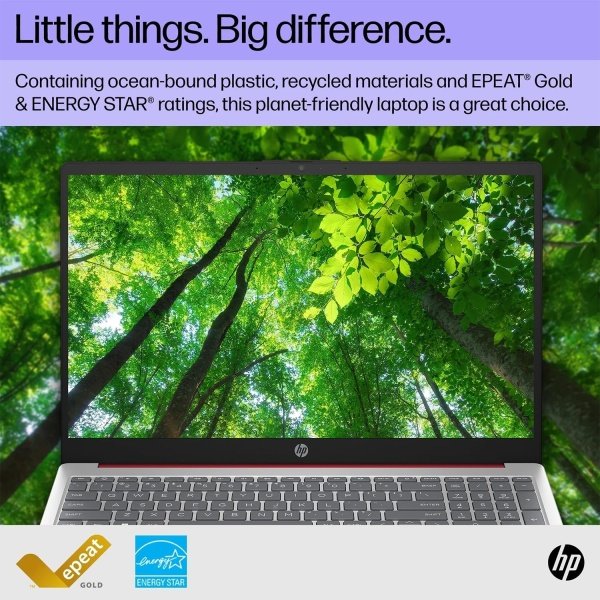 HP 15.6" Portable Laptop (Include 1 Year Microsoft 365), HD Display, Intel Quad-Core N200 Processor, 16GB RAM, 128GB Storage, Wi-Fi 5, Webcam, HDMI, Numeric Keypad, Windows 11 Home, Red - Imagen 5