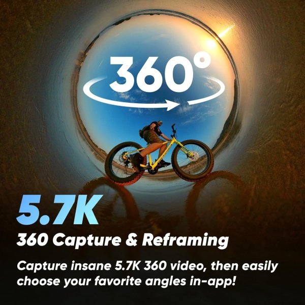Insta360 Kit de motocicleta X3 (nueva versión) - Cámara de acción 360 impermeable con sensores de 1/2 pulgada de 48 MP, video HDR activo 5.7K 360, foto de 72MP 360, lente única 4K, modo Me de 60 fps, - Imagen 10