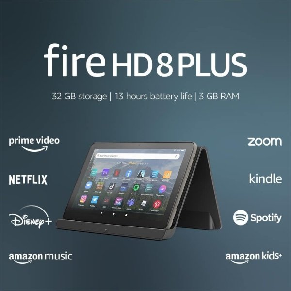 Amazon Fire HD 8 Plus tablet, 8” HD Display, 32 GB, 30% faster processor, 3GB RAM, wireless charging, (2022 release), Gray - Image 8