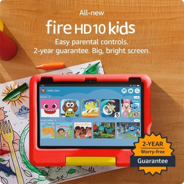 Amazon Fire HD 10 Kids tablet- 2023, ages 3-7 | Bright 10.1" HD screen with ad-free content and parental controls included, 13-hr battery, 32 GB, Disney Mickey Mouse