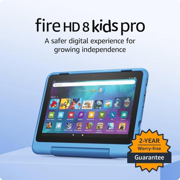 Amazon Fire HD 8 Kids Pro | age 6-12 | Unleash creativity with included age-appropriate Amazon Kids+ content , robust parental controls, 13-hr battery | 32 GB, Cyber Blue