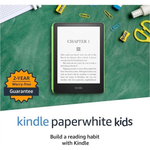 Kindle Paperwhite Kids – kids read, on average, more than an hour a day with their Kindle - 16 GB, Emerald Forest