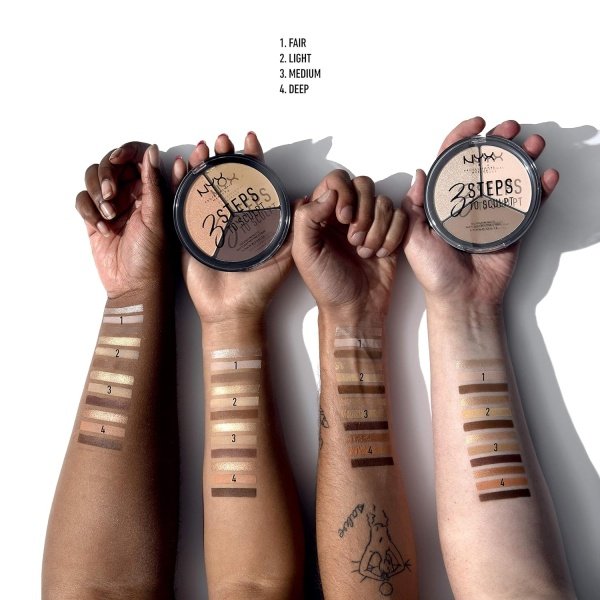 NYX PROFESSIONAL MAKEUP 3 Steps to Sculpt, Face Sculpting Contour Palette - Light - Imagen 5