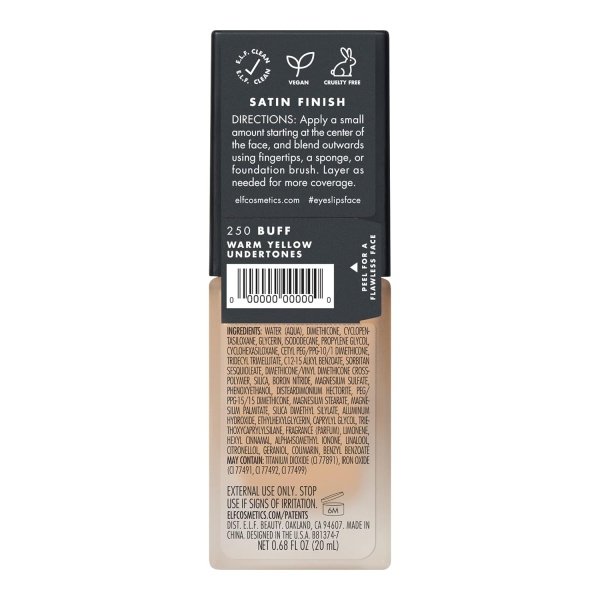 e.l.f. Flawless Finish Foundation, Improves Uneven Skin Tone, Lightweight, Medium Coverage & Semi-Matte, Vegan & Cruelty-Free, Beige 0.68 Fl Oz - Imagen 16