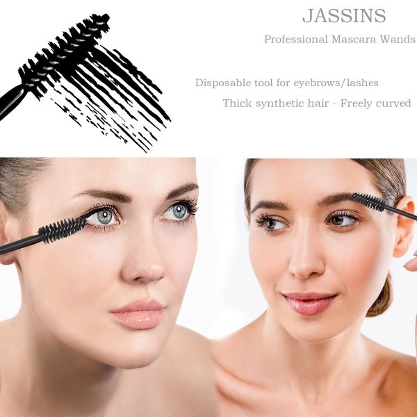 300pcs Disposable Makeup Tool Kit,Brow brush/Mascara brush/Lip Applicators/Eyeshadow applicators/Eyeliner brush,JASSINS Makeup Disposable Accessories With Organizer Box - Imagen 4