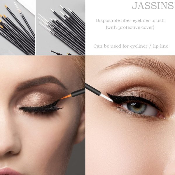 300pcs Disposable Makeup Tool Kit,Brow brush/Mascara brush/Lip Applicators/Eyeshadow applicators/Eyeliner brush,JASSINS Makeup Disposable Accessories With Organizer Box - Imagen 5