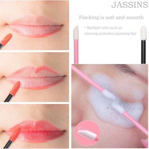 300pcs Disposable Makeup Tool Kit,Brow brush/Mascara brush/Lip Applicators/Eyeshadow applicators/Eyeliner brush,JASSINS Makeup Disposable Accessories With Organizer Box - Imagen 7