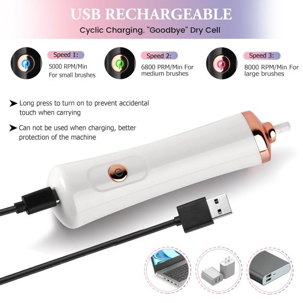 Electronic Makeup Brush Cleaner Machine, Quick Wash & Dry Makeup Brush Cleaner Tools, 3 Adjustable Speeds, Travel Portable Automatic Brushes Cleaner Cleanser Machine (Black) - Image 9