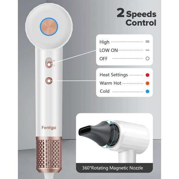 High Speed Ionic Hair Dryer with Diffuser, Professonal Blow dryers 110,000 RPM Brushless Motor for Fast Drying, 1500W 4Temps /2Speeds, Thermo-Control Hairdryer for Women Home Travel (Grey) - Imagen 17
