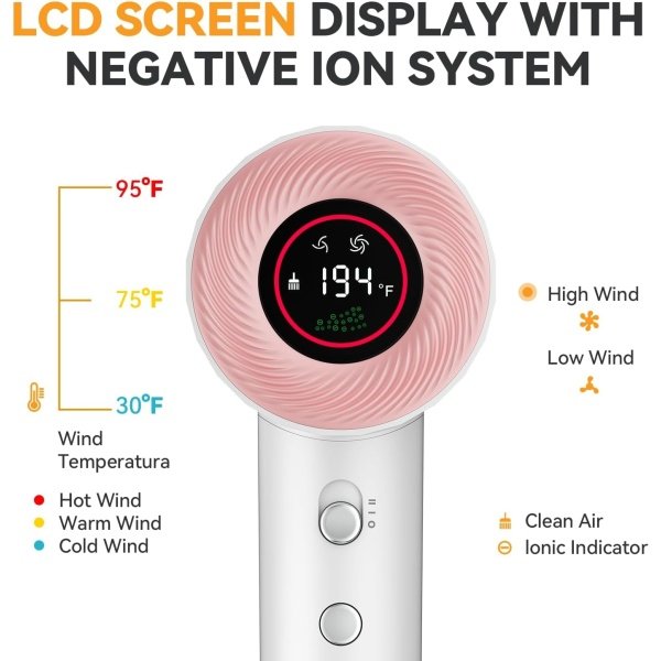High Speed Ionic Hair Dryer with Diffuser, Professonal Blow dryers 110,000 RPM Brushless Motor for Fast Drying, 1500W 4Temps /2Speeds, Thermo-Control Hairdryer for Women Home Travel (Grey) - Imagen 29
