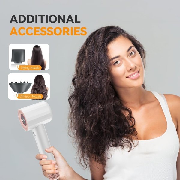 High Speed Ionic Hair Dryer with Diffuser, Professonal Blow dryers 110,000 RPM Brushless Motor for Fast Drying, 1500W 4Temps /2Speeds, Thermo-Control Hairdryer for Women Home Travel (Grey) - Imagen 32