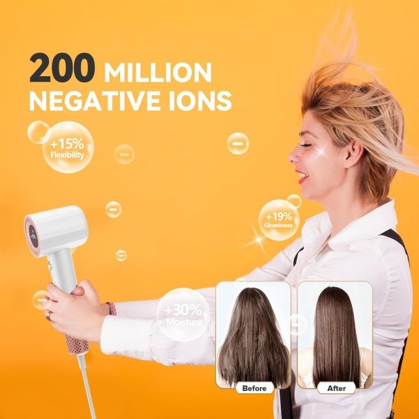 High Speed Ionic Hair Dryer with Diffuser, Professonal Blow dryers 110,000 RPM Brushless Motor for Fast Drying, 1500W 4Temps /2Speeds, Thermo-Control Hairdryer for Women Home Travel (Grey) - Imagen 34