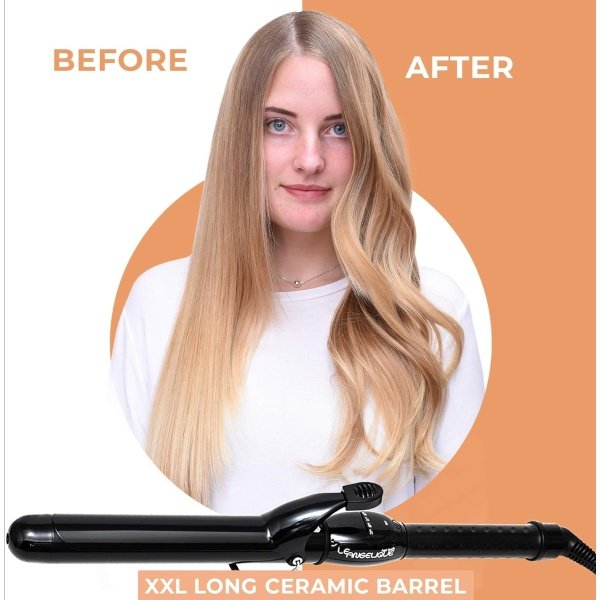 1.25 Inch Curling Iron with Clip - Professional 8" Extra Large Barrel for Big Long Hair | 1 1/4" 32mm Wide Thick Ceramic Curler Wand | Adjustable Temperature | Dual Voltage - Image 5