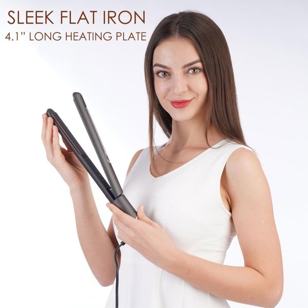 NITION Ceramic Tourmaline Flat Irons for Hair LCD Hair Straightener MCH Fast Straightening for Healthy Styling. 6 Temperature Levels 265-450°F Adjustable for All Hair. Travel Pouch Bag Included. Black - Imagen 8