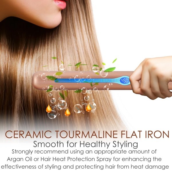 NITION Ceramic Tourmaline Flat Irons for Hair LCD Hair Straightener MCH Fast Straightening for Healthy Styling. 6 Temperature Levels 265-450°F Adjustable for All Hair. Travel Pouch Bag Included. Black - Imagen 11